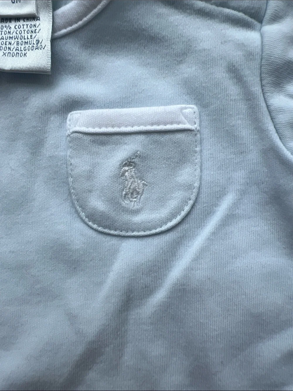 Ralph Lauren White Baby Pocket Onesie